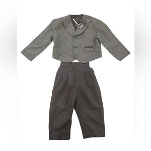 Classic Gray Kids Suit with bow tie